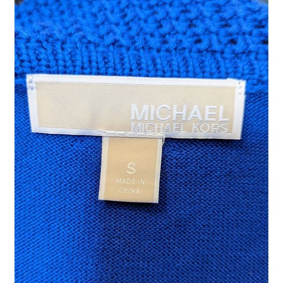 Michael Kors Women's Small Cowl Neck Sweater Blue Waffle Knit - Picture 3 of 3